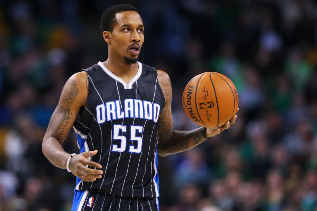 BOSTON MA- MARCH 21 Brandon Jennings #55 of the Orlando Magic carries the ball against the Boston Celtics during the second quarter at TD Garden