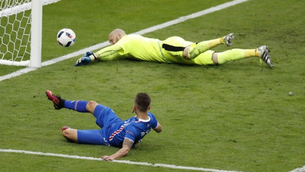 Arnor Traustason scores the last-minute winner for Iceland against Austria at Euro 2016