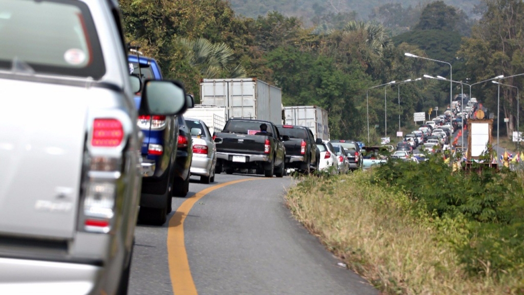 Cars in traffic jam stock image