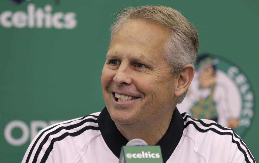 Boston Celtics President of Basketball Operations Danny Ainge speaks during a news conference Friday