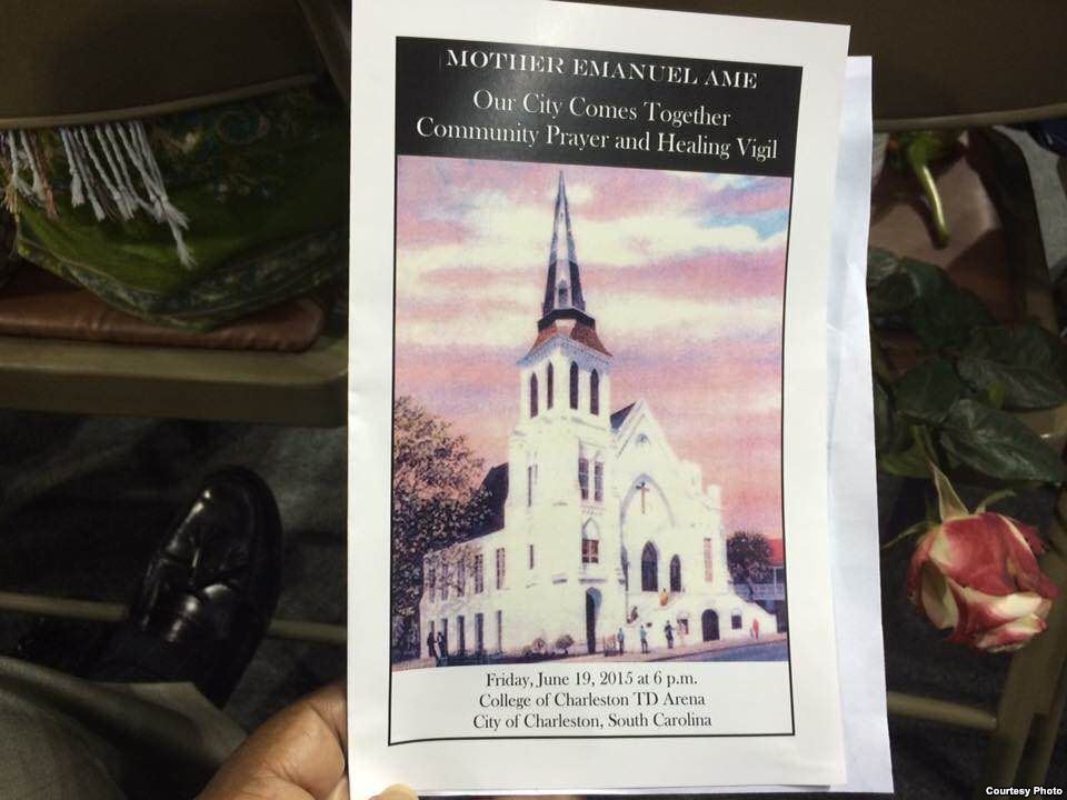 A program from one of the memorial services for the Charleston victims. Toby Smith was one of the 5,000 people at Charleston's TD Arena at the funeral for the nine parishioners last June where President Barack Obama delivered a eulogy. (Credit Toby