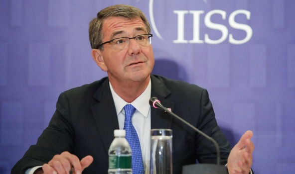 US Defence Secretary Ashton Carter speaks during a news conference on the sidelines of the IISS Shangri La Dialogue Asia