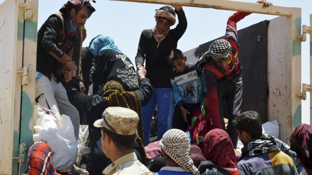 Civilians from Fallujah flee their homes last week