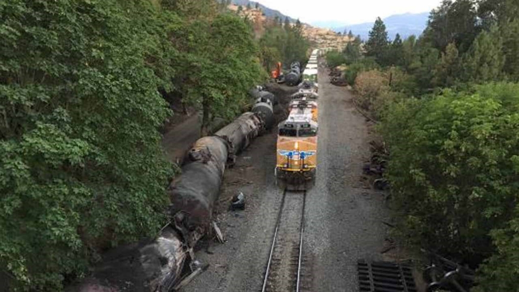 Disaster averted as Oregon oil train derailment sparks fire, shuts water treatment plant