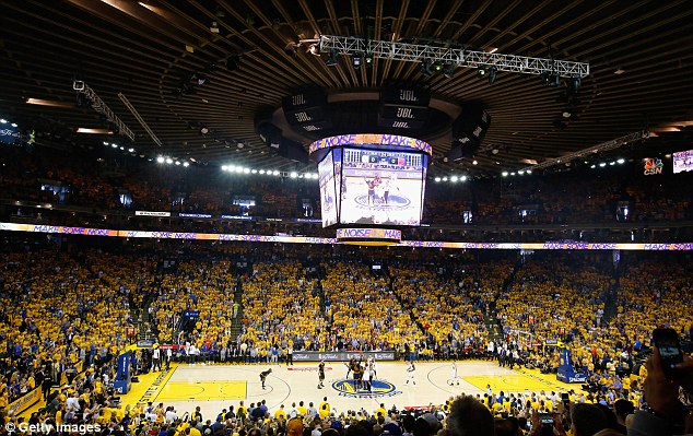 Police are hunting the person who allegedly pushed a male Warriors fan over a railing on the second deck at the Oracle Arena during game seven of the NBA Finals