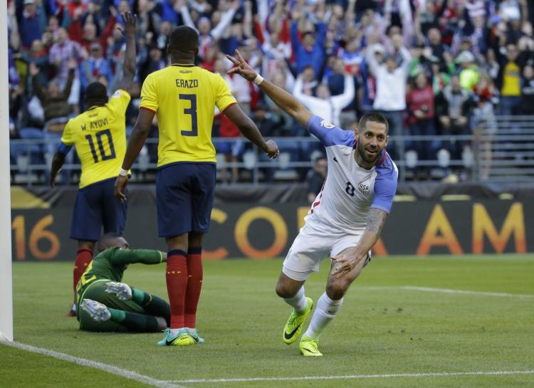 Clint Dempsey has reason to celebrate as he notches a goal and assist in a 2-1 win over Ecuador Thursday night to power the U.S. into the Copa America semifinals