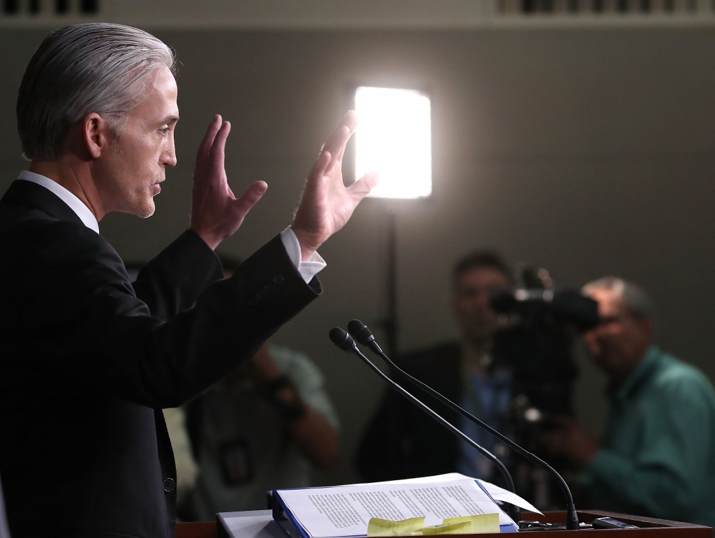 House Benghazi Committee Chairman Trey Gowdy, participates in a news conference with fellow Committee Republicans on Capitol Hill