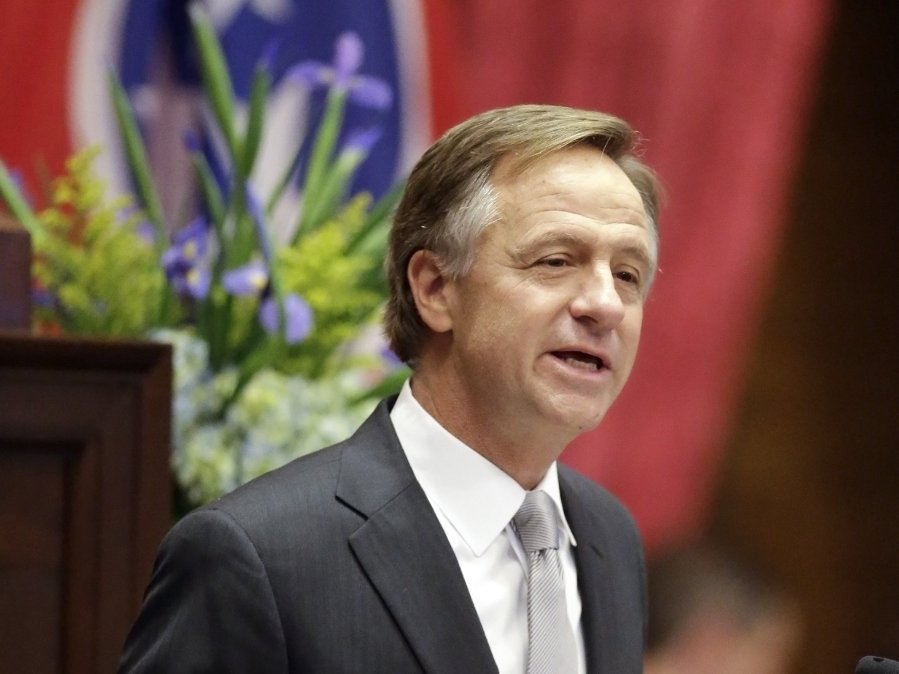 Tennessee Gov. Bill Haslam here delivering his State of the State Address Monday Feb. 1 2016 in Nashville. Haslam has been critical of Donald Trump most recently criticizing Trump's comments about the New Mexico governor. (AP