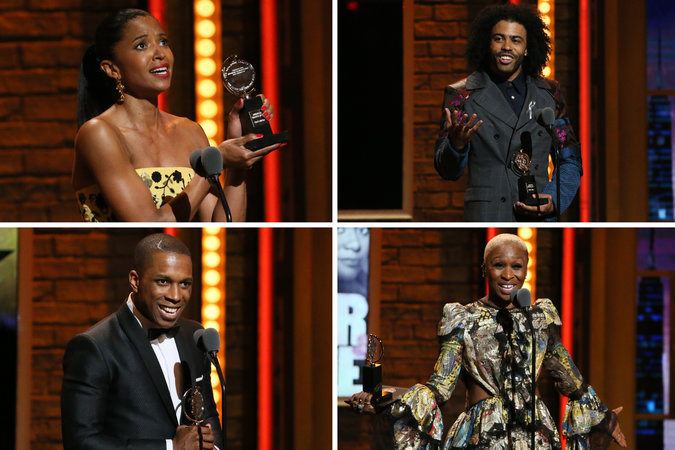 Clockwise from top left Renée Elise Goldsberry Daveed Diggs Cynthia Erivo and Leslie Odom Jr