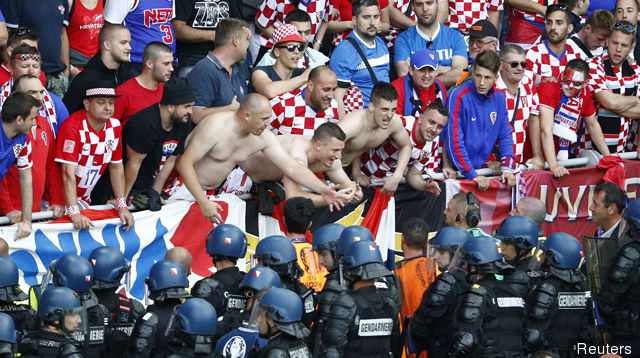 Croatia fans are watched by police