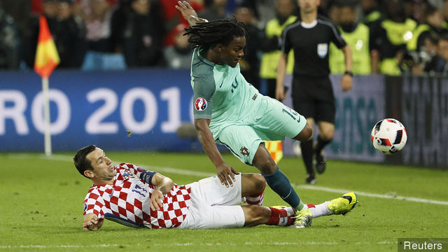 Croatia's Darijo Srna in action with Portugal's Renato Sanches