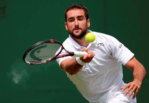 Croatia's Marin Cilic in action during his match against USA's Brian Baker