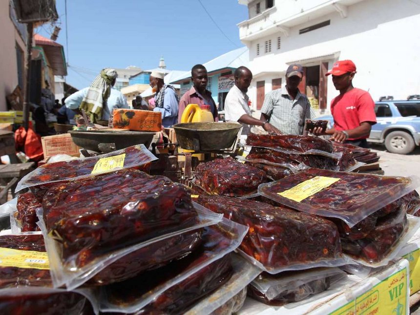 Dates on sale at a stall in Somalia's capital Mogadishu when Muslims prepared for the fasting month of Ramadan in July 2013