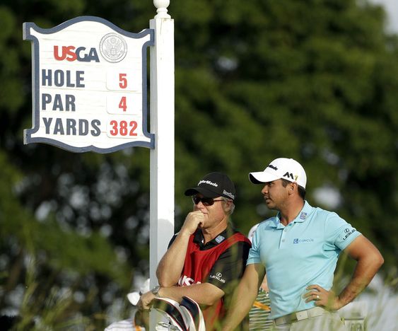 Australia waits to hit on the fifth hole during third round of the U.S. Open golf championship at Oakmont Country Club on Saturday