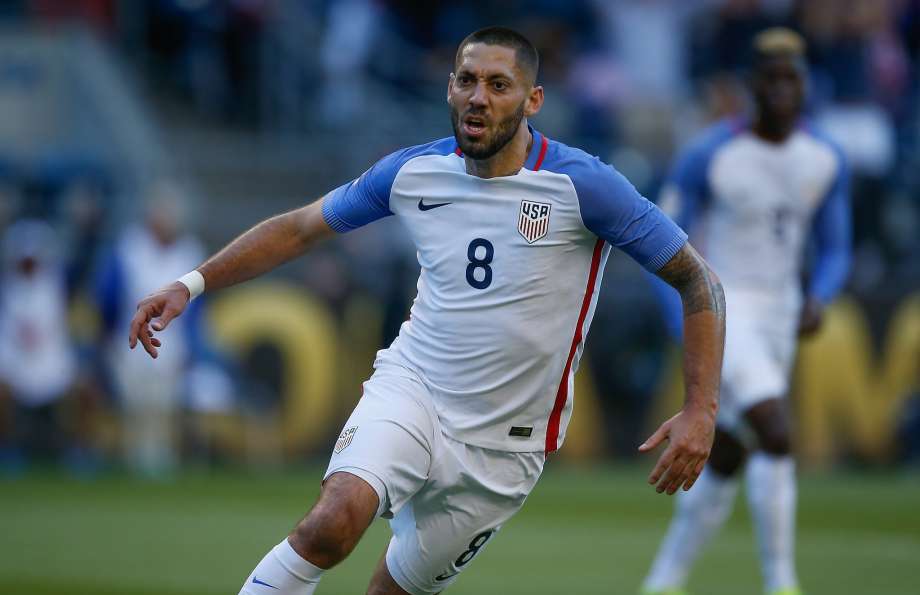 USA’s Clint Dempsey reacts after scoring a first-half goal against Ecuador then later assisted the second-half goal that resulted in the 2-1 knockout victory