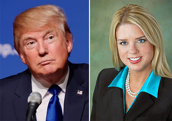 Donald Trump left and Pam Bondi right