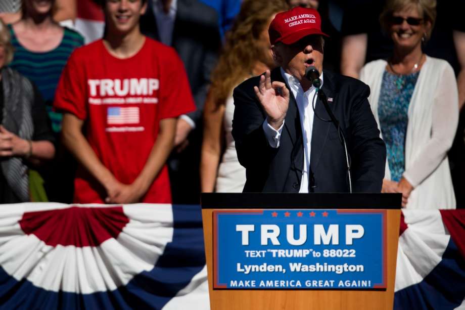 Donald Trump at a Lynden Wash. rally last month. With the Republican nomination wrapped up Trump used the rally to berate not only Hillary Clinton but vanquished GOP rivals. He has since taken out after the news media and denounced on racial groun