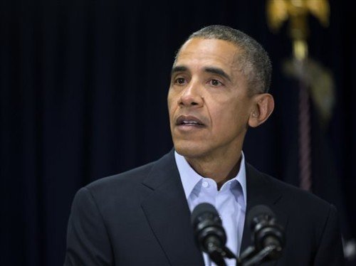 President Barack Obama speaks to reporters about the death of Supreme Court Justice Antonin Scalia at Omni Rancho Las Palmas in Rancho Mirage Calif. Saturday Feb. 13 2016. Scalia 79 was found dead Saturday morning at a private residence in the Big B