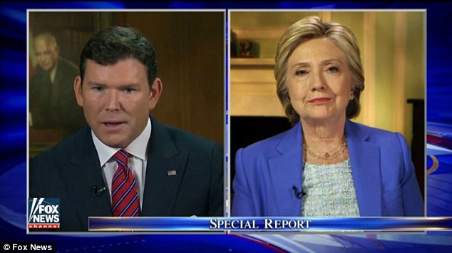 INSISTENT Hillary Clinton declared Wednesday in a Fox News Channel interview that there's'absolutely no chance she'll be indicted over her classified email scandal or over claims that she used the State Department to enrich her