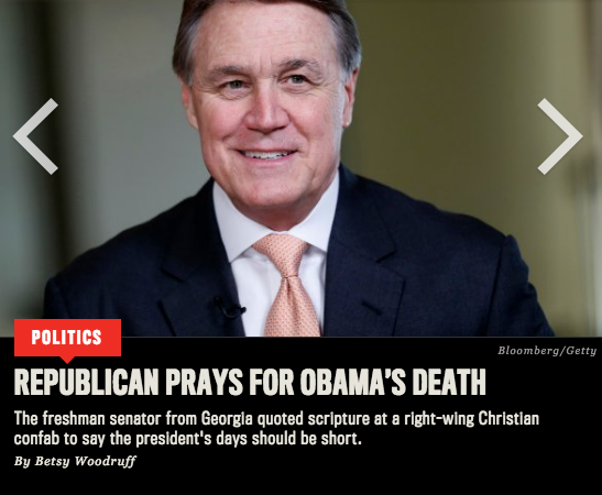 GOP Senator David Perdue Jokes About Praying for Obamas Death