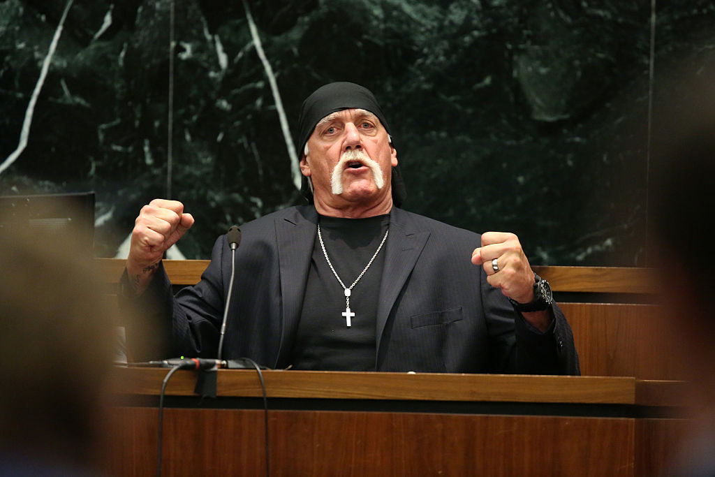 ST PETERSBURG FL- MARCH 08 NY POST OUT Terry Bollea aka Hulk Hogan testifies in court during his trial against Gawker Media at the Pinellas County Courthouse