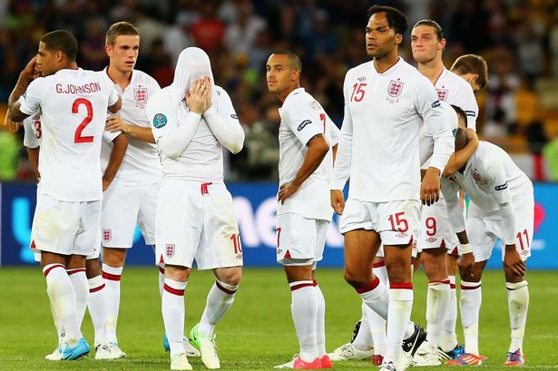 Dejected England players