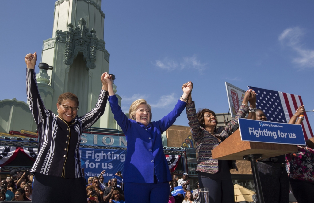 Clinton said'we are on the brink of a historic and unprecedented moment during an appearance at Long Beach California