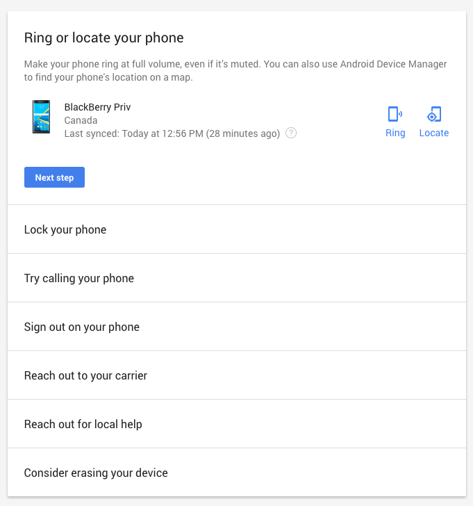 Google Find your phone