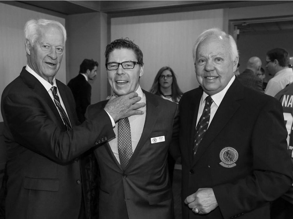 Allan Klassen with Gordie Howe and another retired Canadian hockey player Yvan Cournoyer, at the Gordie Howe C.A.R.E.S. Pro Am Hockey Tournament in 2014