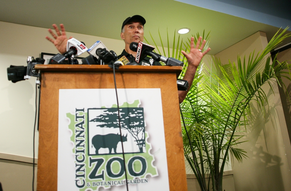 Cincinnati Zoo Director Thane Maynard speaks to reporters after gorilla was shot in Cincinnati Ohio