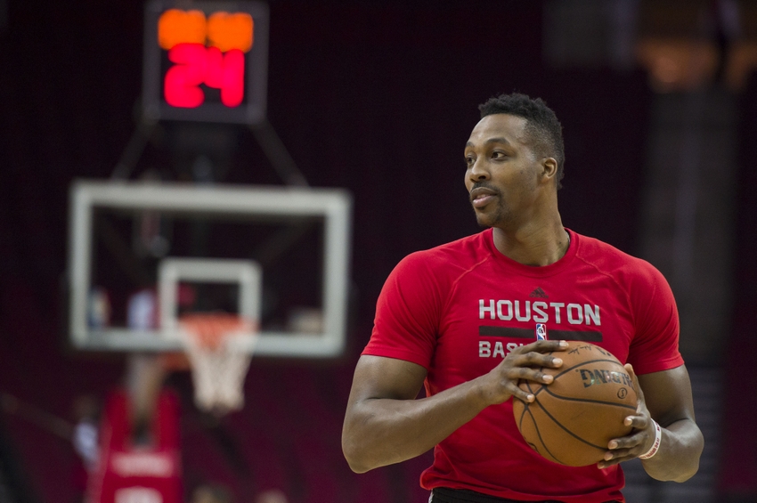 Apr 10 2016 Houston TX USA Houston Rockets center Dwight Howard warms up before the game against the Los Angeles Lakers at the Toyota Center. Mandatory Credit Jerome Miron-USA TODAY Sports