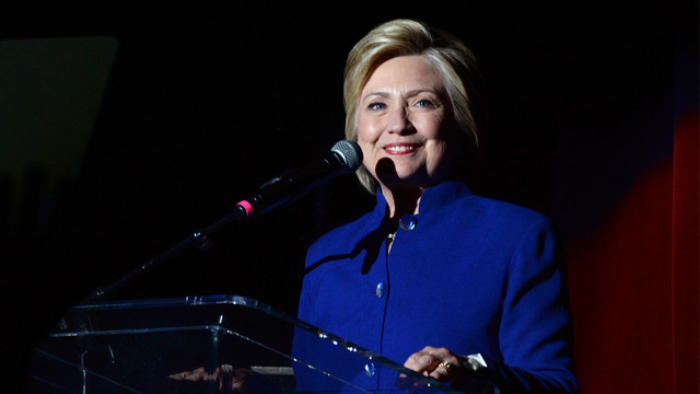 Democratic presidential candidate Hillary Clinton speaks onstage during the'Hillary Clinton She's With Us concert at The Greek Theatre