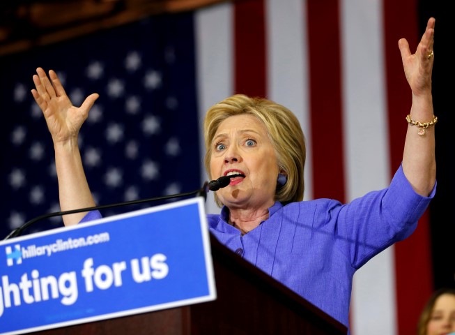 Hillary Clinton speaks at a'Women for Hillary event in Culver City California