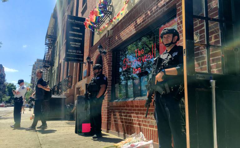 Police Gather In Front Of Stonewall In Preparation for Tonight's Vigil