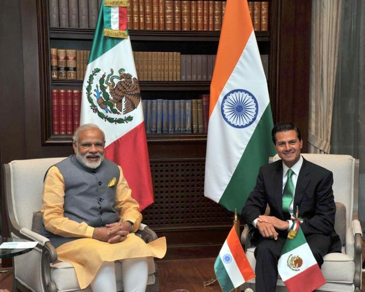 Prime Minister Narendra Modi with the President of Mexico Mr. Enrique Peaa Nieto Mexico has extended its support for India's inclusion in Nuclear Suppliers Group