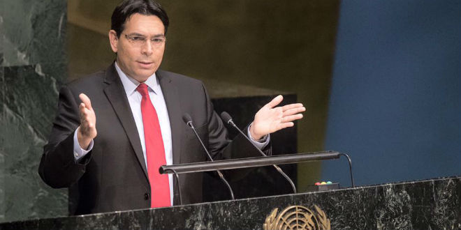 Israeli Ambassador to the UN Danny Danon speaks at the UN