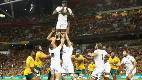 Maro Itoje in action for England against Australia