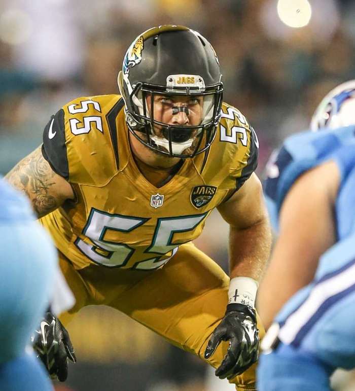 Gary Mc Cullough for The Times Union Jaguars outside linebacker Dan Skuta lines up against the Titans during the first half at Ever Bank Field on Nov. 19 last season. Gary McCullough  For The Times-Un