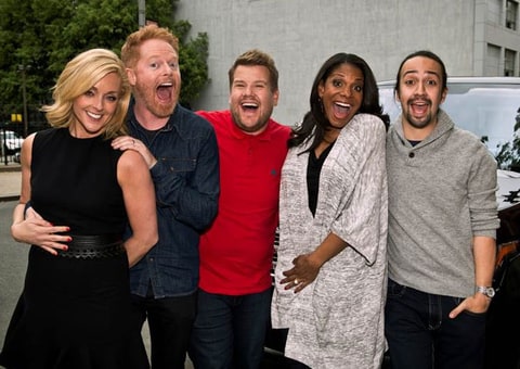 James Corden gets a little help from his Broadway pals     CBS