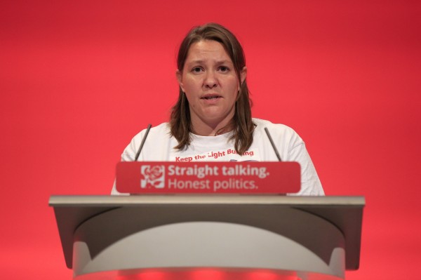 Anna Turley addresses the audience at a conference