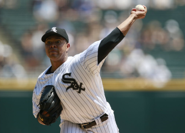 Jose Quintana delivers in the first inning against the Royals on Saturday. | Jeff Haynes  AP