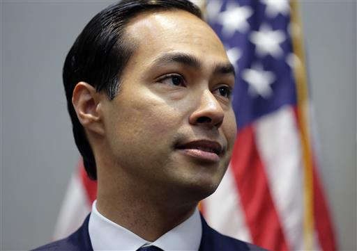 Housing and Urban Development Secretary Julian Castro takes part in a news conference at the Texas Democratic Convention Friday