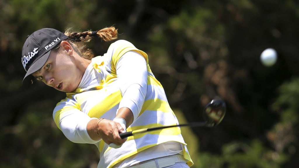 Karine Icher has a one-shot lead after two rounds of the LPGA event in New Jersey