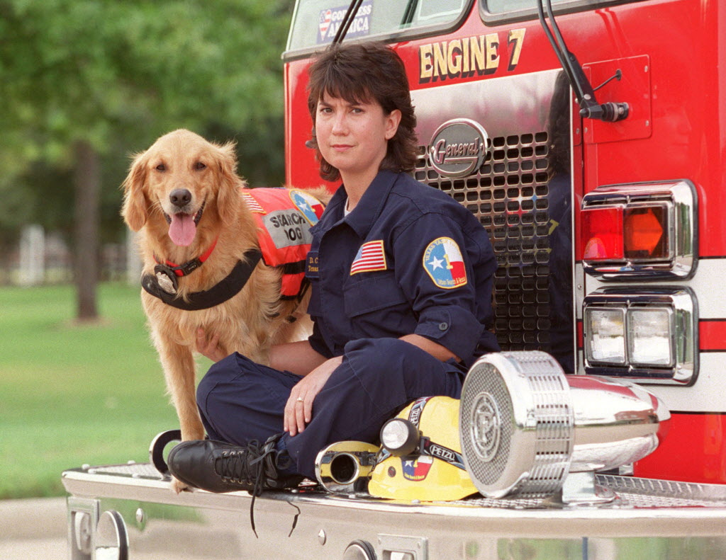 Specialist Denise Corliss and her search dog Bretagne in Houston Texas. Bretagne the last known living 9/11 search dog has died in a Houston suburb at age 16. Bretagne was 2 years old when she and her handler