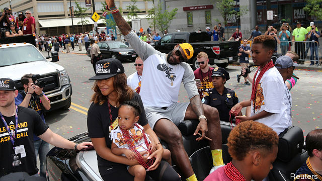 Cleveland Cavaliers Lebron James celebrates the Cavaliers 2016 NBA Championship in downtown Cleveland