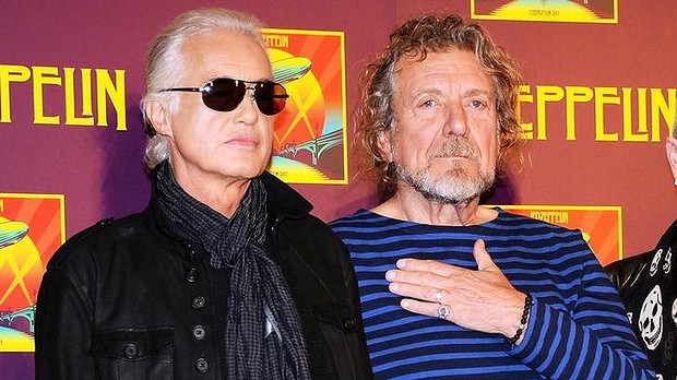 Successful defence... Led Zeppelin's guitarist Jimmy Page left and singer Robert Plant denied hearing the Spirit song Taurus before writing Stairway to Heaven