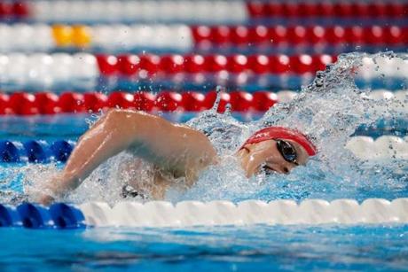 Katie Ledecky 19 won the 400-meter freestyle at the US swimming trials in 3 minutes 58.98 seconds the third-fastest time in history