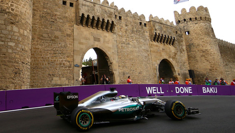 Lewis Hamilton during practice for the European Formula 1 Grand Prix in Baku