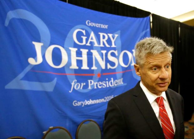 Libertarian presidential candidate Gary Johnson speaks to supporters and delegates at the National Libertarian Party Convention. AP