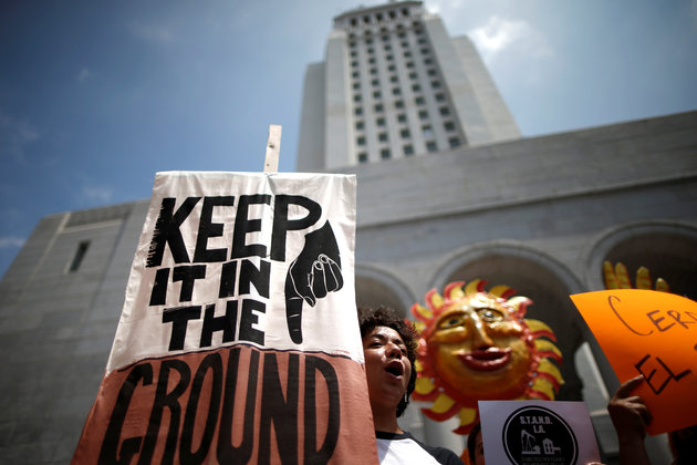 Lucy Nicholson  Reuters
A protest against fracking and neighborhood oil drilling in Los Angeles